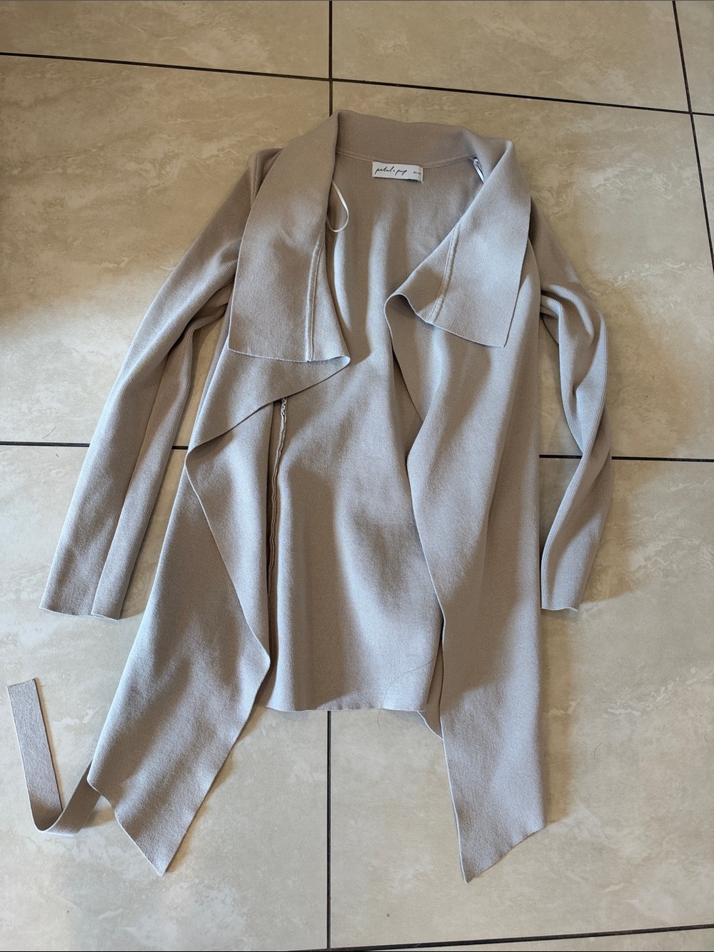 Petal & Pup Light Taupe Draped Trench Cardigan